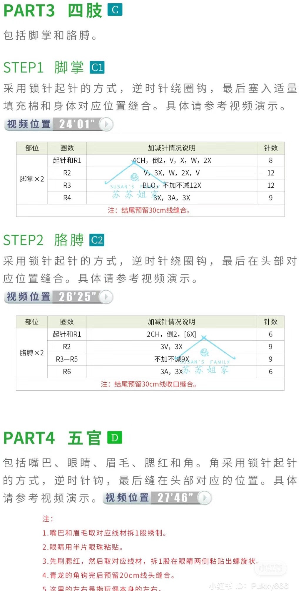 Cute Blue Dragon Amigurumi Crochet Pattern and Tutorial Chart