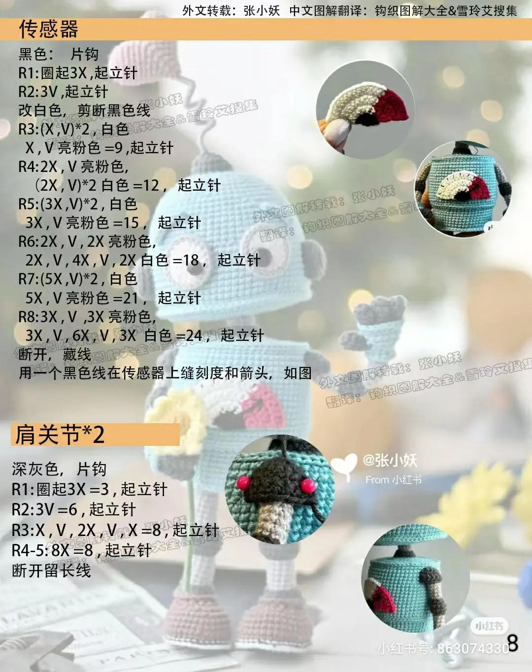 Cute Blue Robot Amigurumi Crochet Pattern with Arm and Leg Instructions