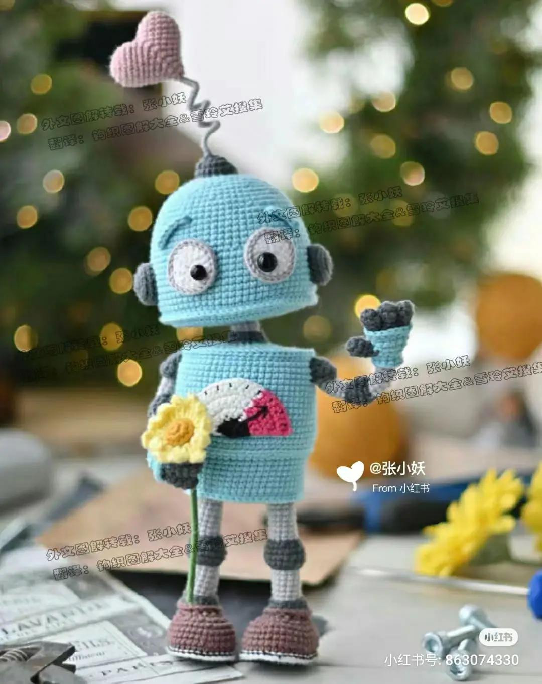Cute Blue Robot Amigurumi Crochet Pattern with Arm and Leg Instructions