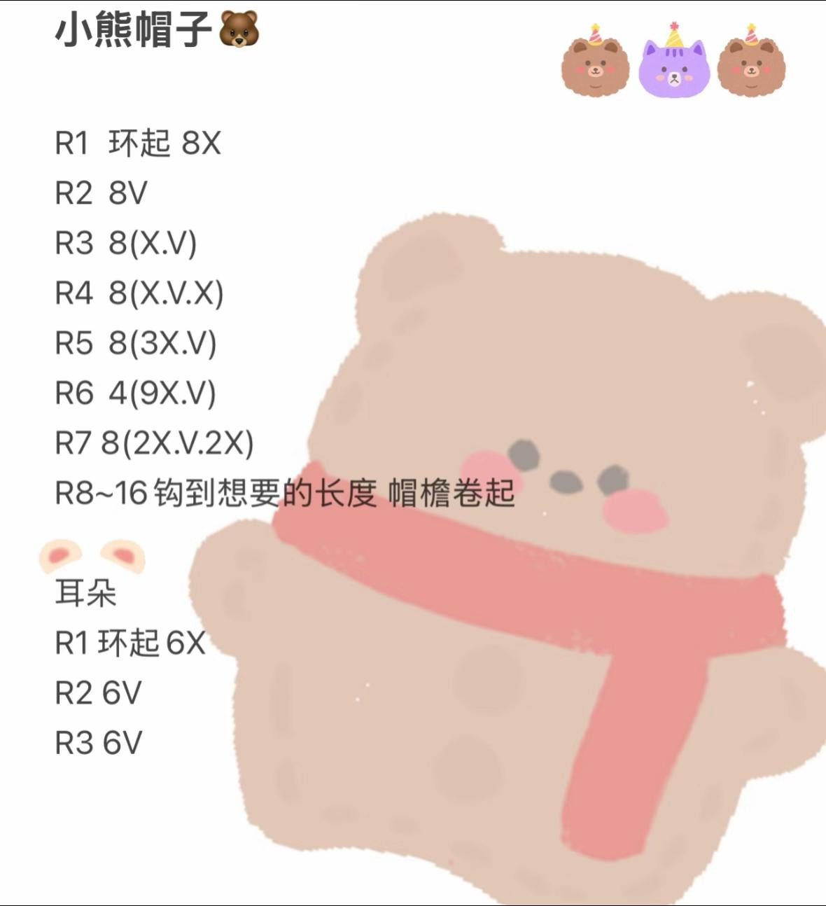 Cute Brown Bear Ears Crochet Hat Pattern Tutorial