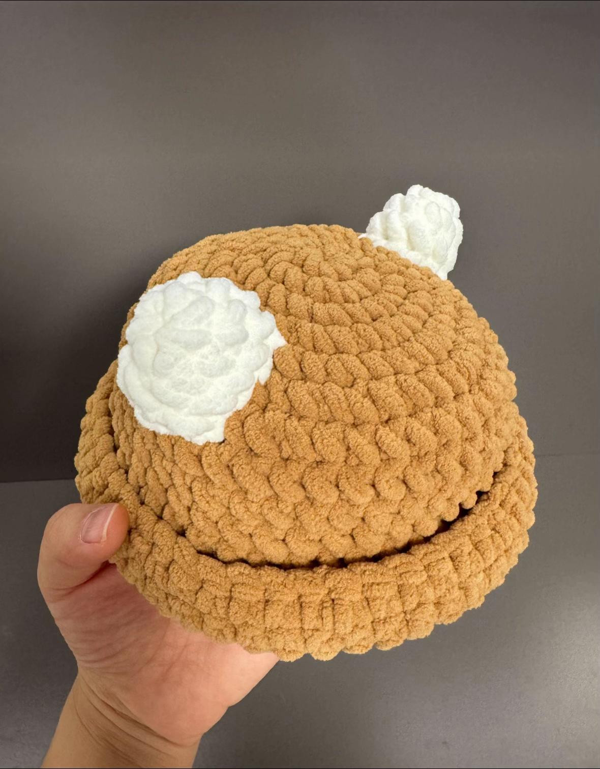 Cute Brown Bear Ears Crochet Hat Pattern Tutorial