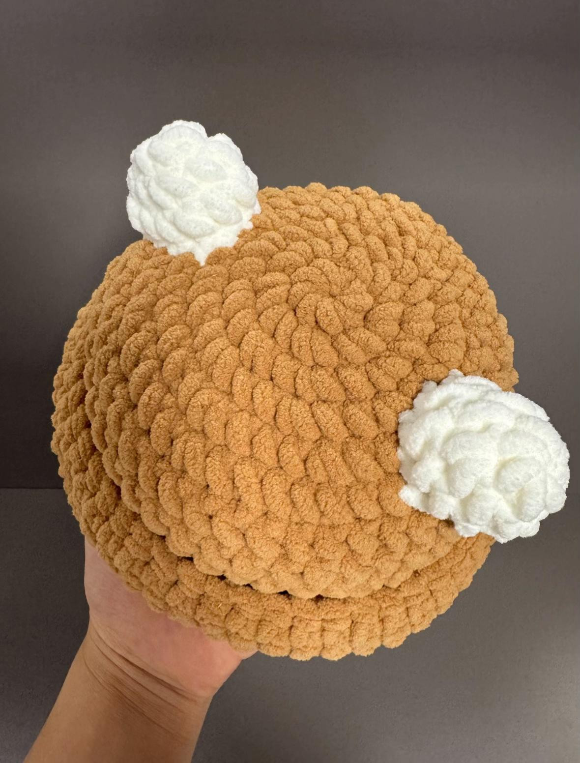 Cute Brown Bear Ears Crochet Hat Pattern Tutorial