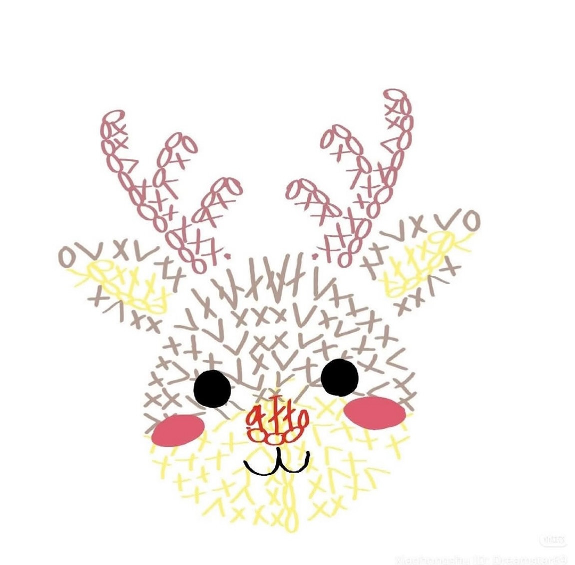 Cute Brown Reindeer Crochet Hair Clip Pattern with Flat Chart
