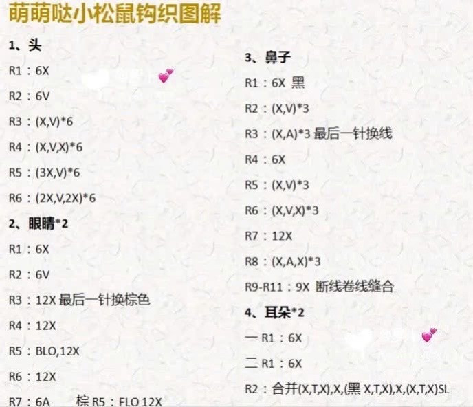 Cute Brown Squirrel Amigurumi Crochet Chart