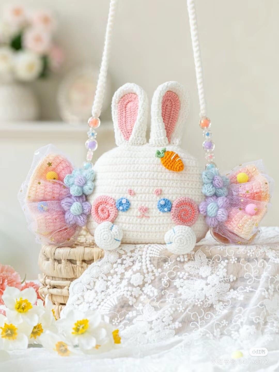 Cute Bunny Crochet Bag Pattern with Wings and Carrot