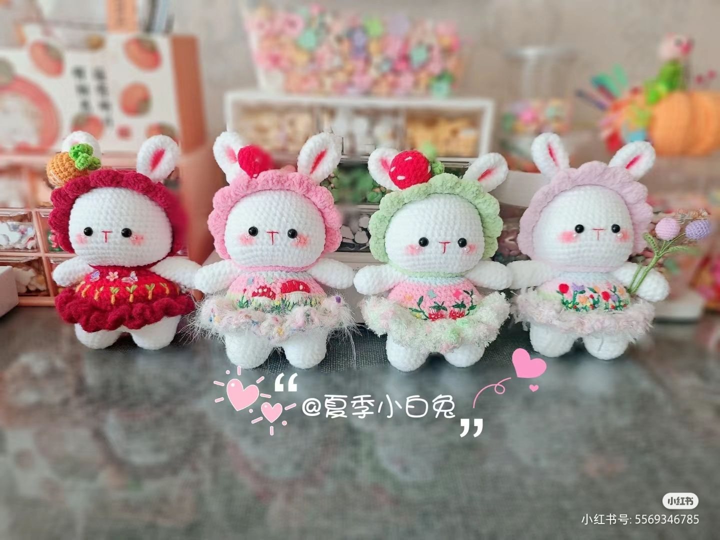 Cute Candy Bunny Rabbit Amigurumi Crochet Pattern Chart