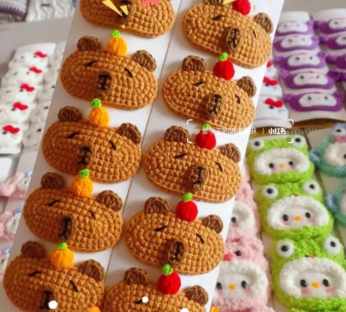 Cute Capybara Crochet Hair Clip Chart Pattern