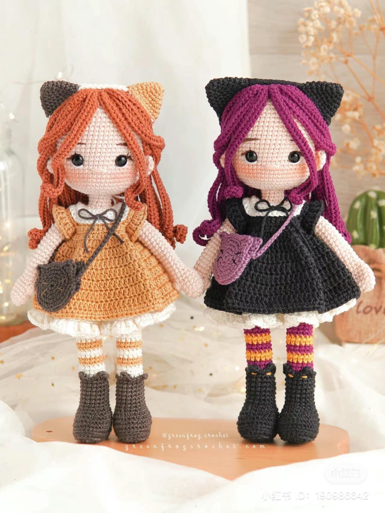 Cute Cat Girl Amigurumi Doll Crochet Pattern Chart