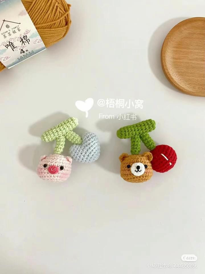 Cute Cherry Pig and Bear Amigurumi Crochet Pattern