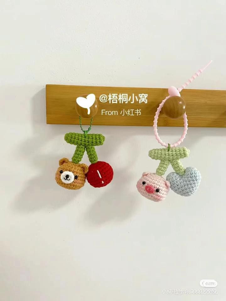 Cute Cherry Pig and Bear Amigurumi Crochet Pattern