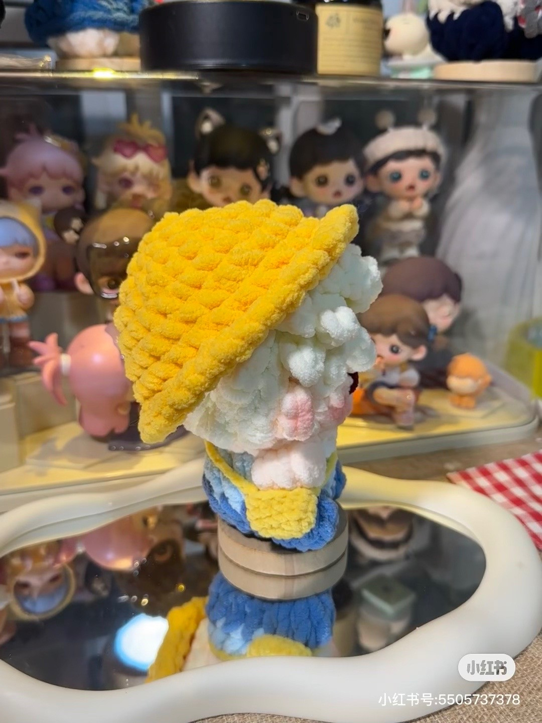 Cute Chibi Amigurumi Doll with Yellow Hat and Blue Pants