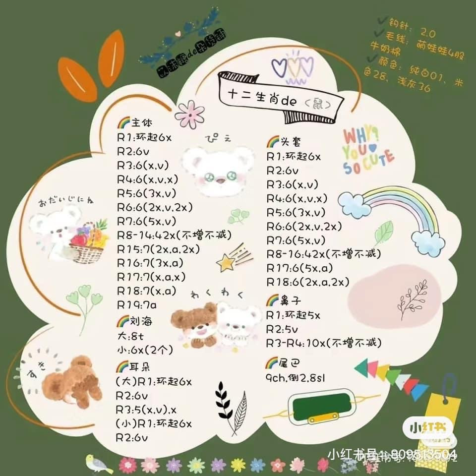 Cute Chinese Zodiac Amigurumi Crochet Pattern Chart