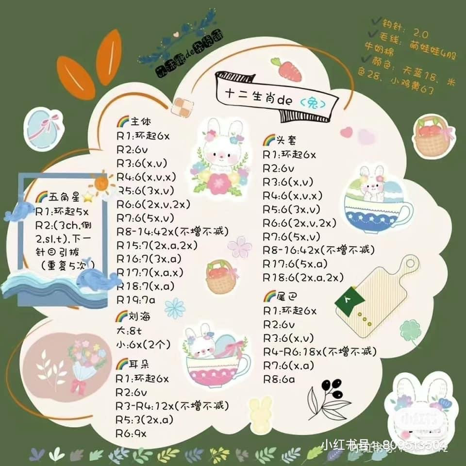 Cute Chinese Zodiac Amigurumi Crochet Pattern Chart