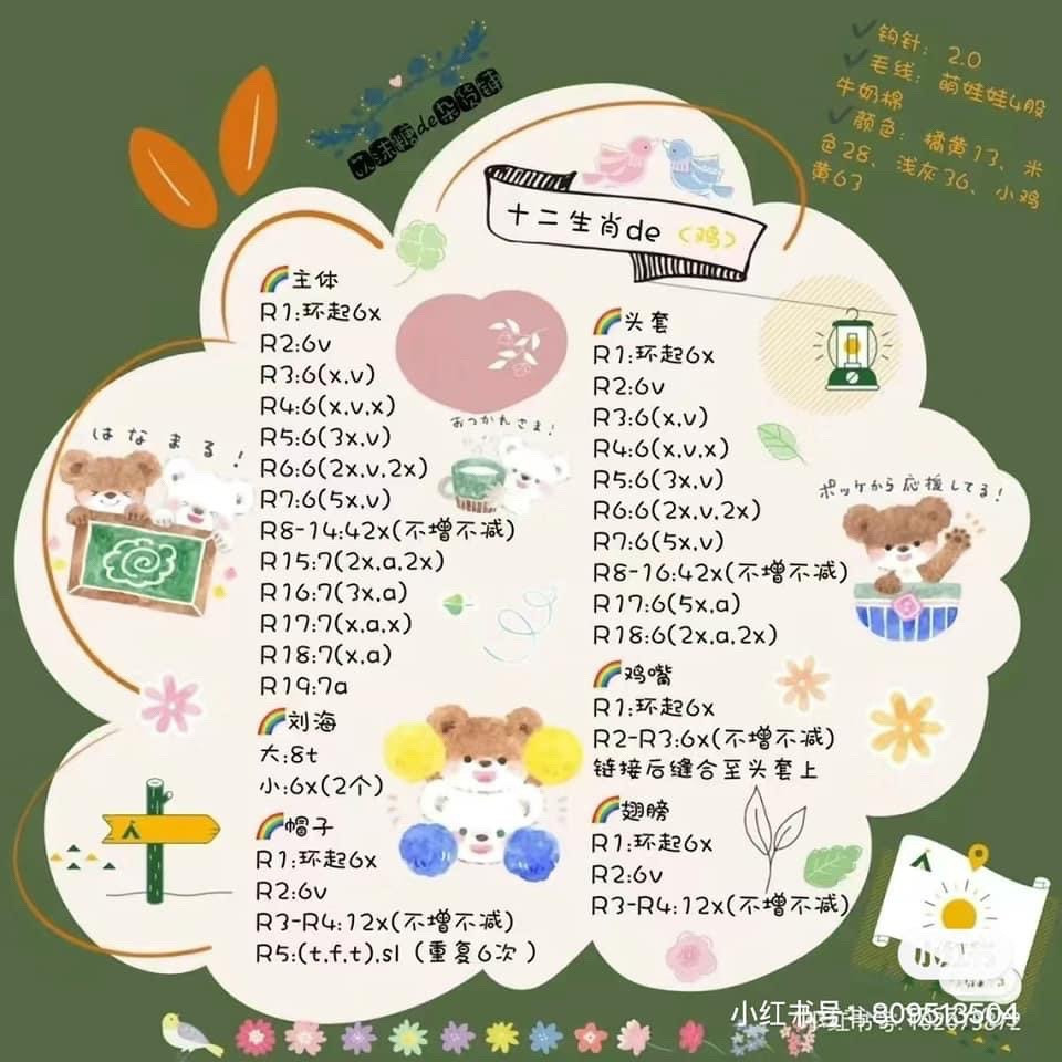 Cute Chinese Zodiac Amigurumi Crochet Pattern Chart