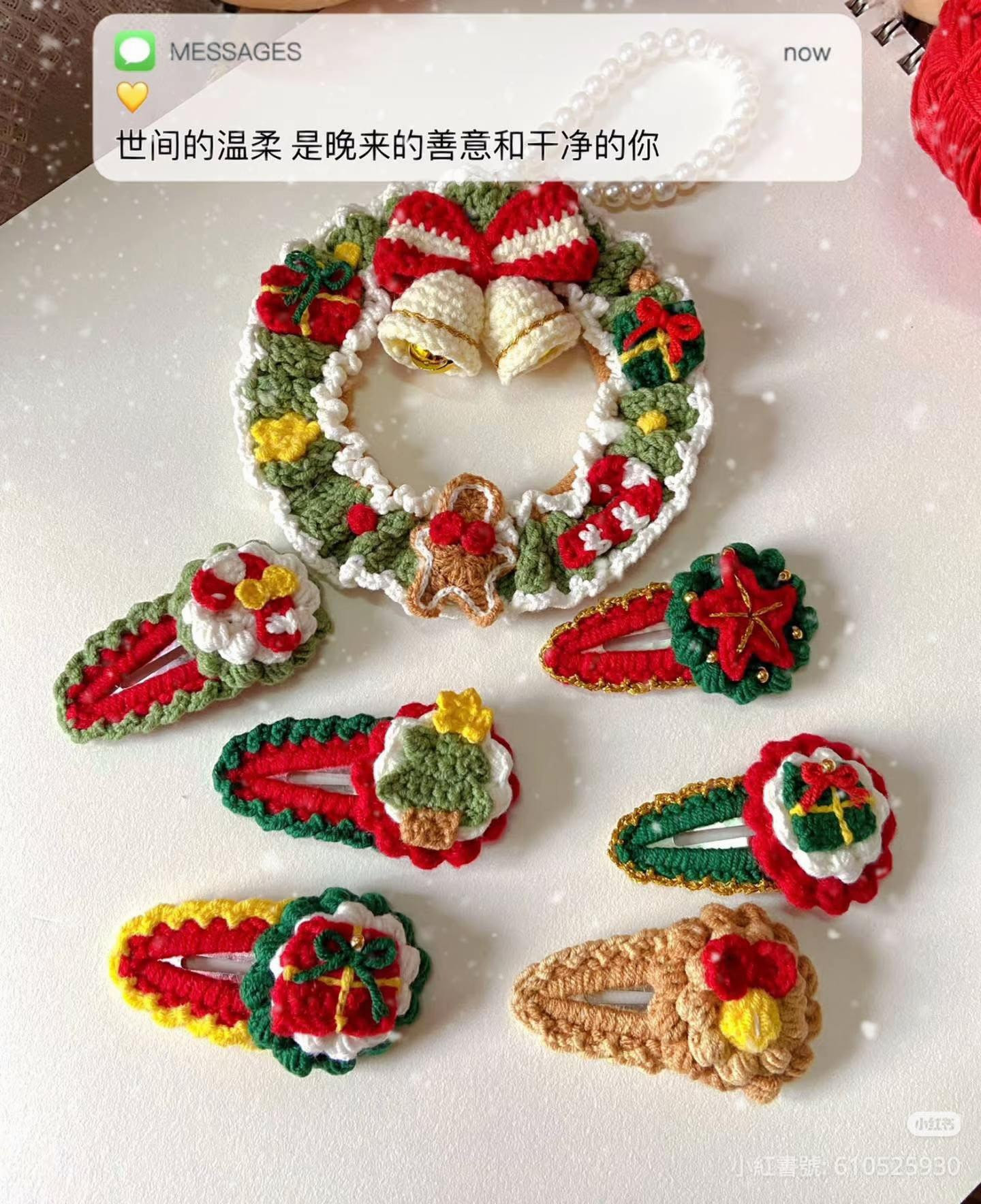 Cute Christmas Crochet Hair Clips Pattern and Tutorial