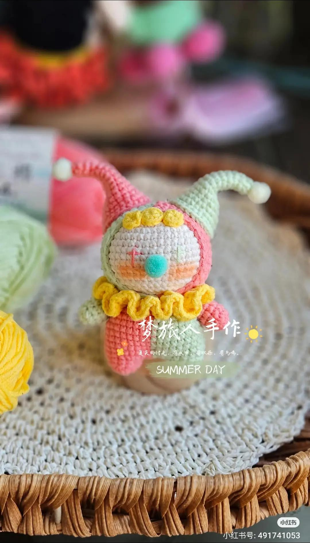 Cute Clown Amigurumi Doll Crochet Pattern Chart Tutorial