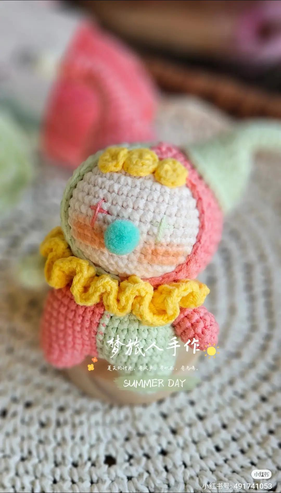 Cute Clown Amigurumi Doll Crochet Pattern Chart Tutorial