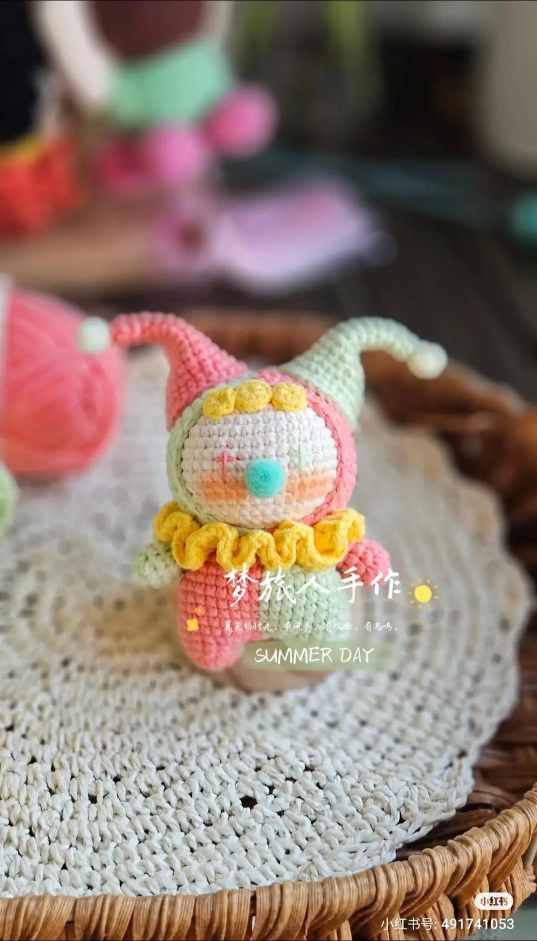 Cute Clown Amigurumi Doll Crochet Pattern Chart Tutorial