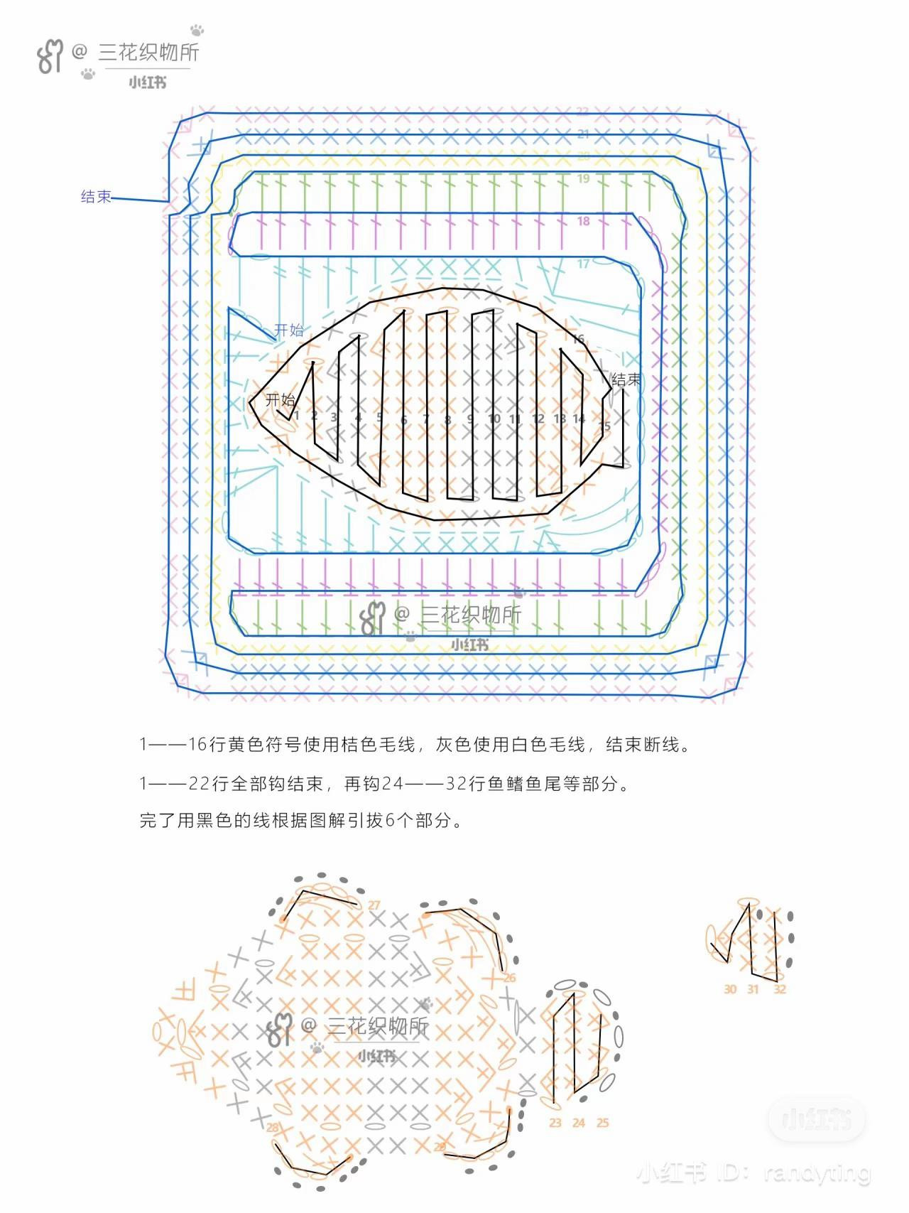 Cute Clownfish Crochet Square Pattern with Chart