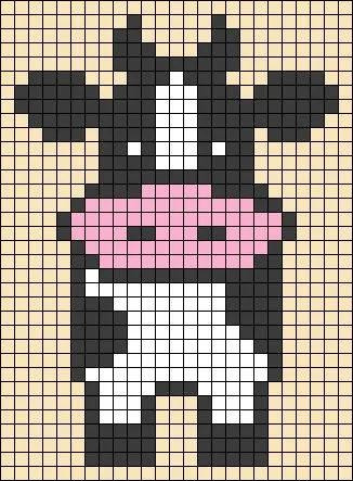 Cute Cow Tapestry Crochet Book Sleeve with Pixel Pattern Chart