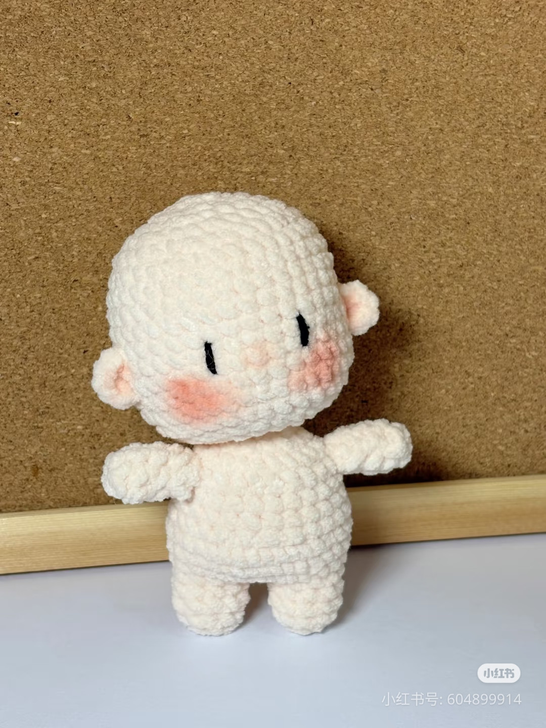 Cute Creamy White Crochet Baby Doll Pattern with Pink Cheeks