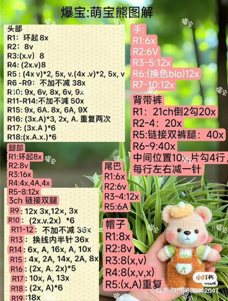 Cute Crochet Amigurumi Bear and Rabbit Dolls Patterns with Charts