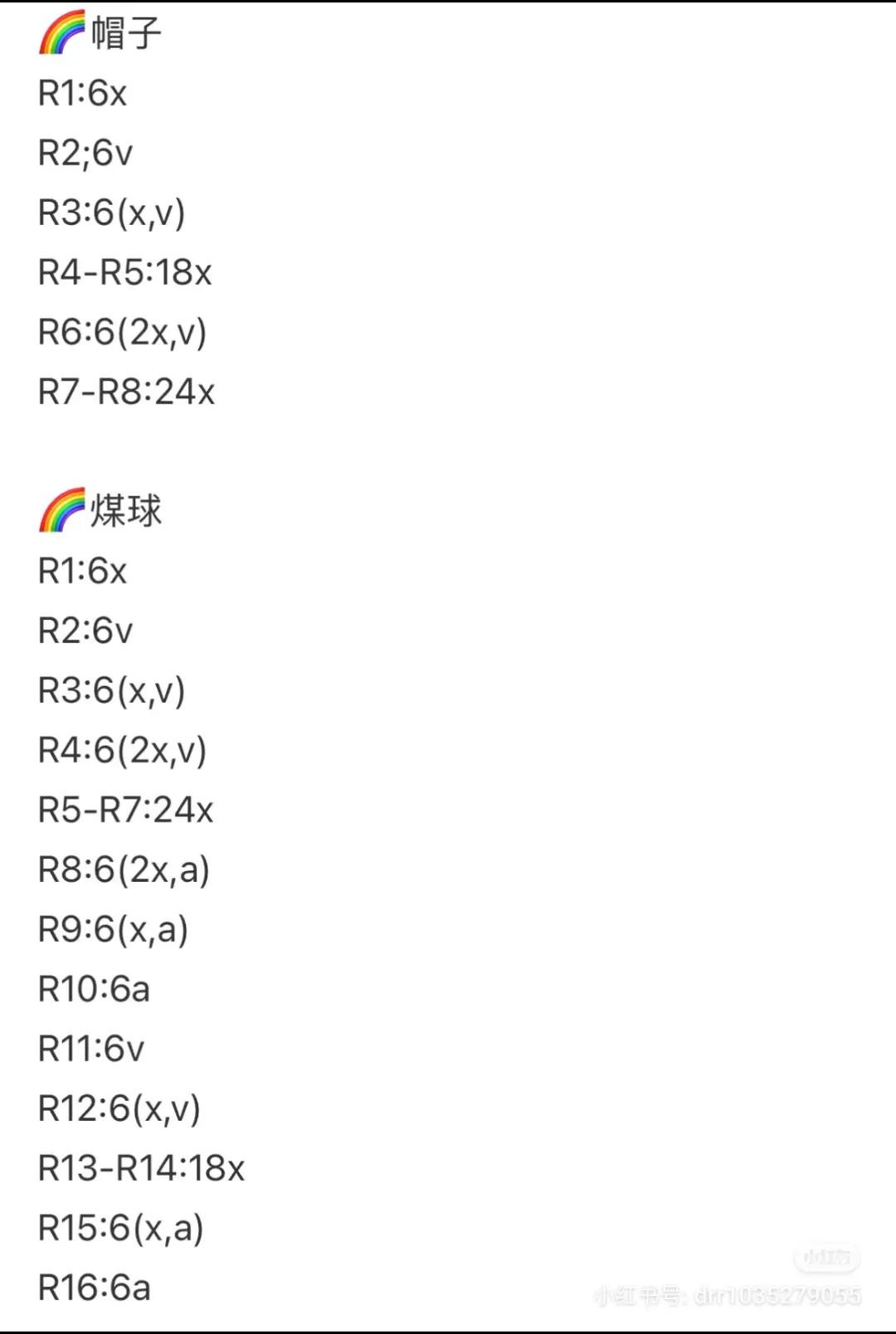 Cute Crochet Amigurumi Doll Pattern Chart with Coal Ball Hat