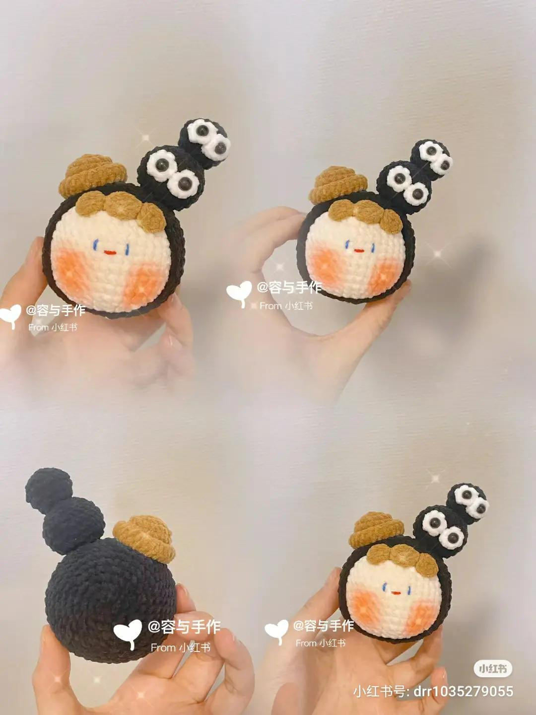 Cute Crochet Amigurumi Doll Pattern Chart with Coal Ball Hat