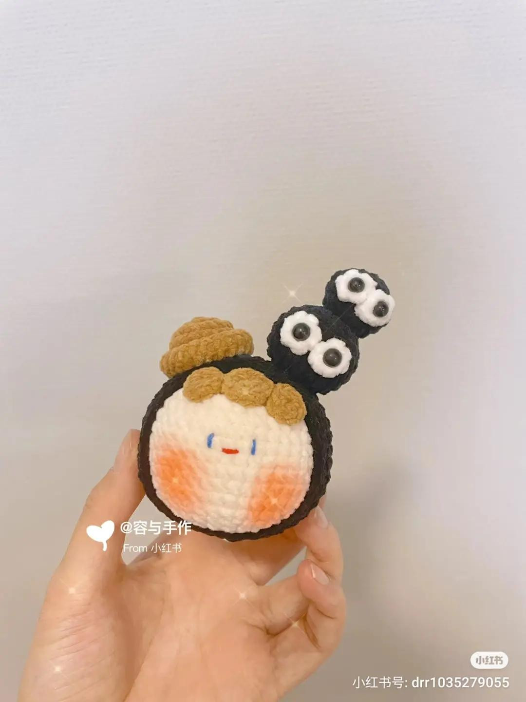 Cute Crochet Amigurumi Doll Pattern Chart with Coal Ball Hat