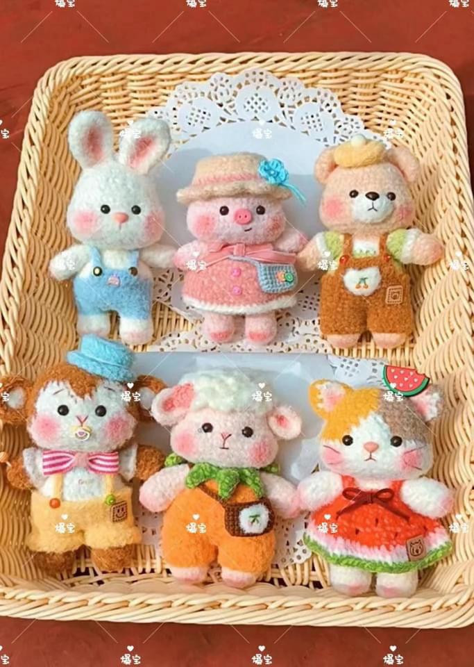 Cute Crochet Amigurumi Patterns: Bear, Rabbit, Pig, Sheep, Monkey & Cat