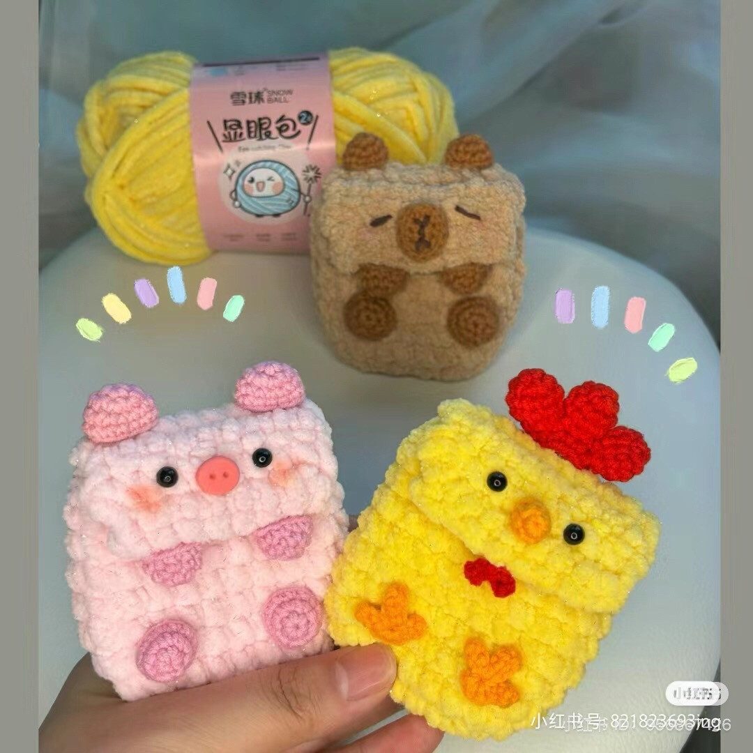 Cute Crochet Animal AirPods Case Pattern: Pig, Chicken and Bear Design with Step-by-Step Instructions