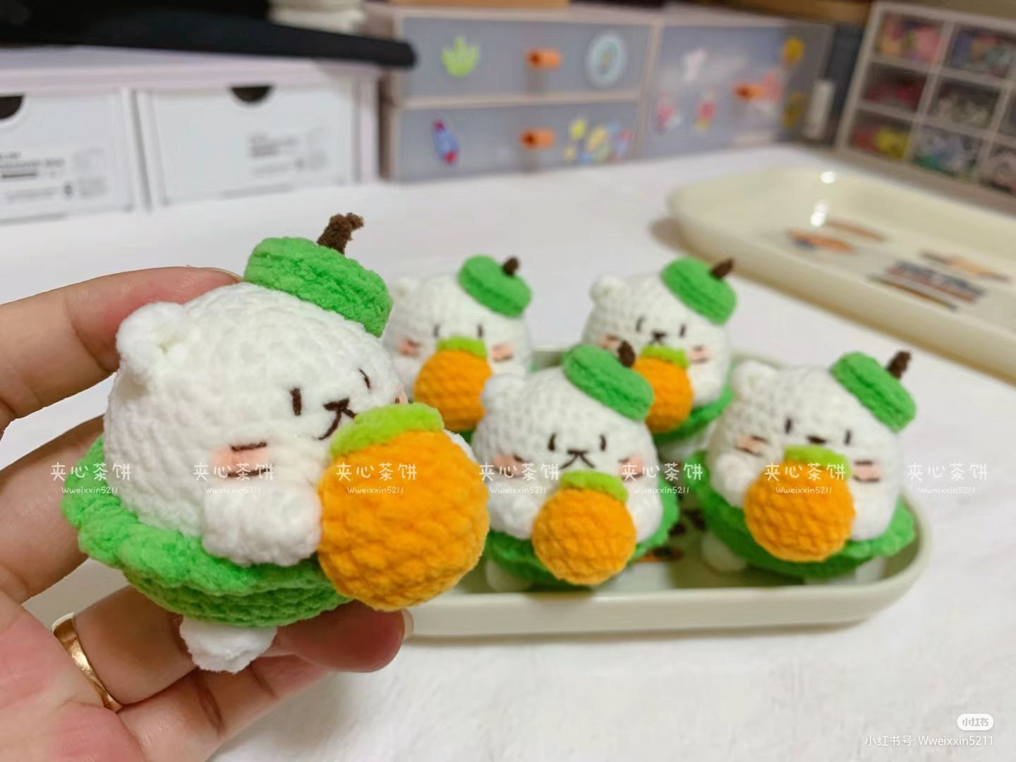 Cute Crochet Bear Holding Pear Pattern Chart