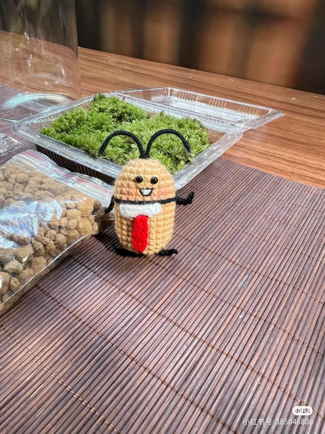 Cute Crochet Beetle Doll Pattern with Tie and Collar