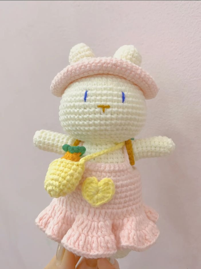 Cute Crochet Bunny Doll Pattern with Dress and Carrot Bag Chart