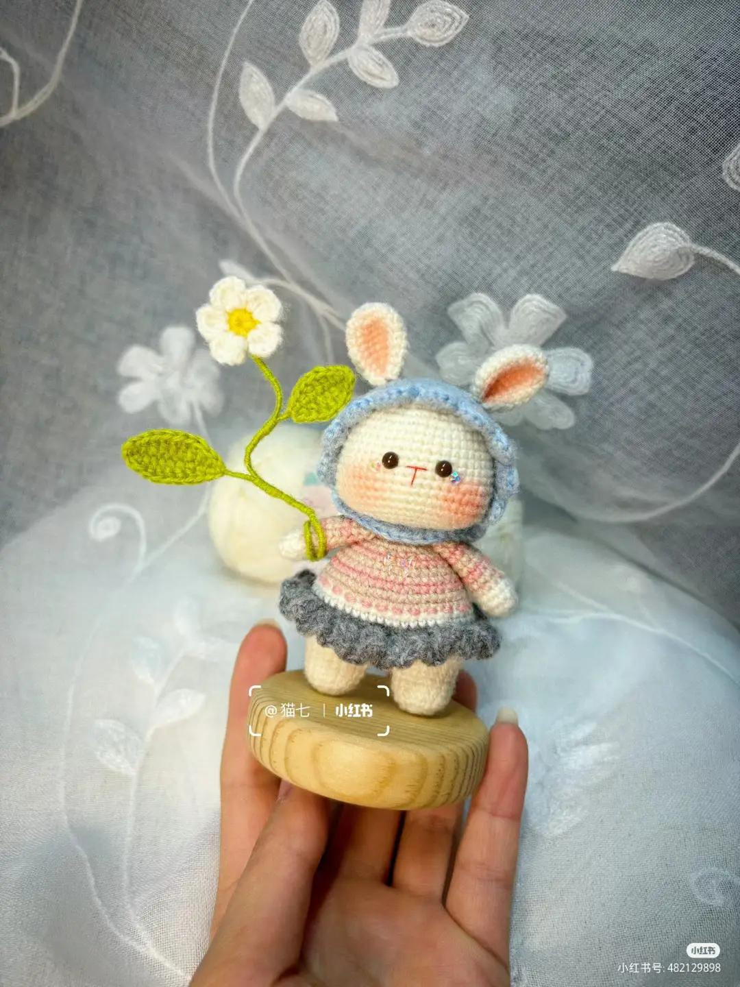 Cute Crochet Bunny Doll Pattern with Flower Accessory