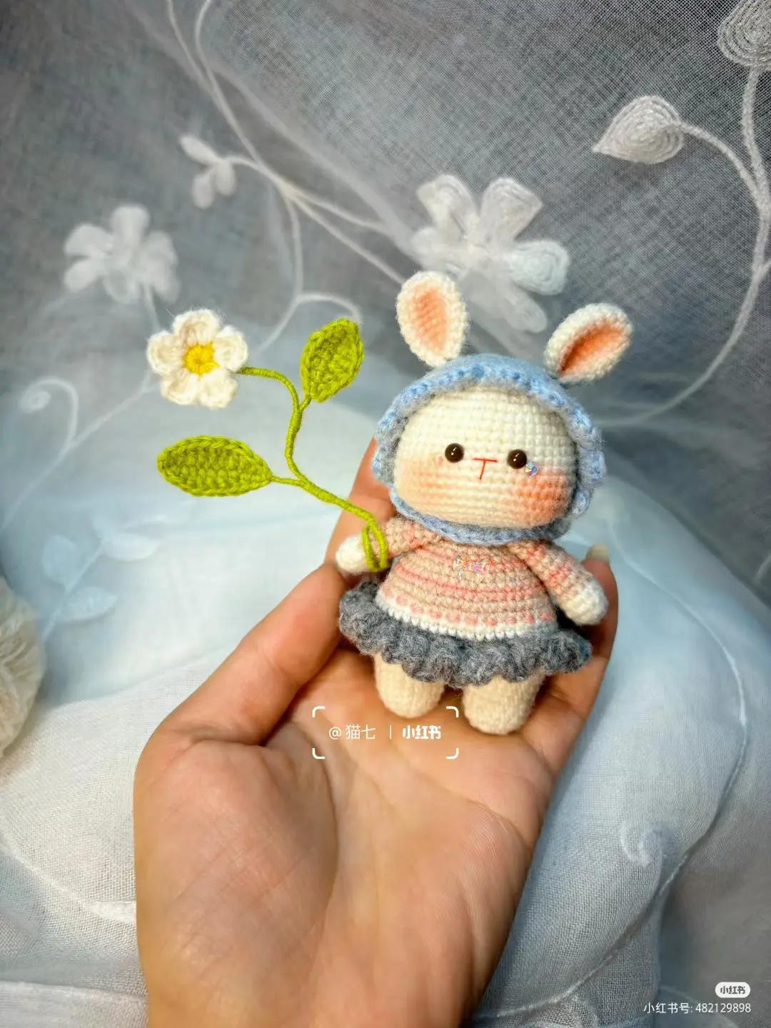 Cute Crochet Bunny Doll Pattern with Flower Accessory