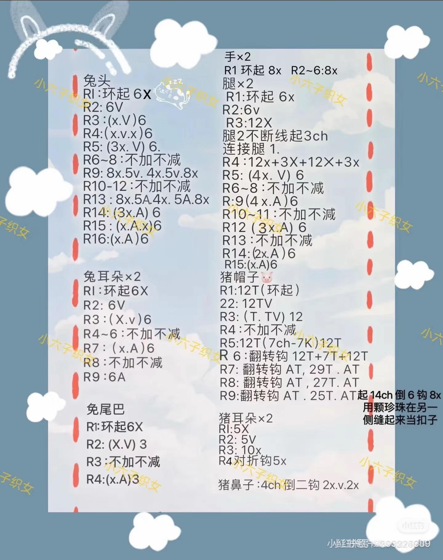 Cute Crochet Bunny with Frog, Pig and Elephant Hat Patterns