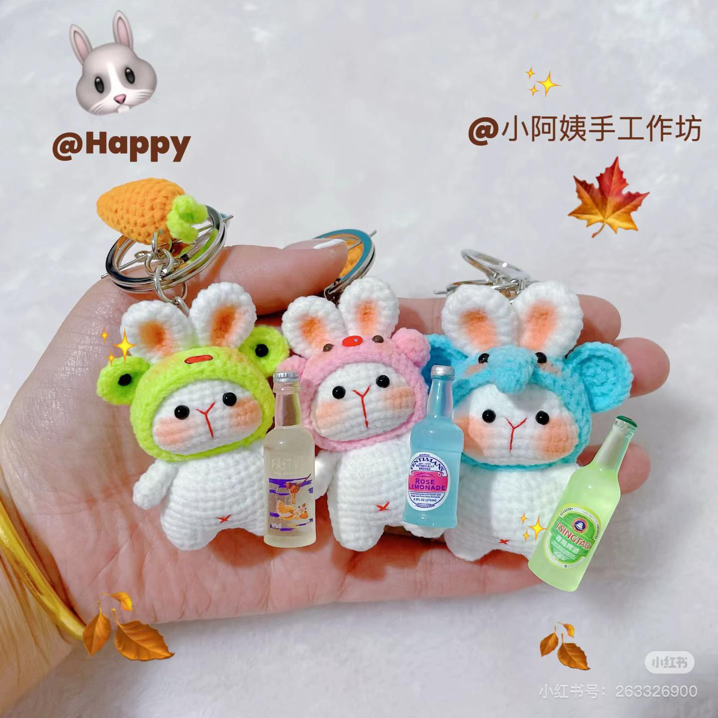 Cute Crochet Bunny with Frog, Pig and Elephant Hat Patterns