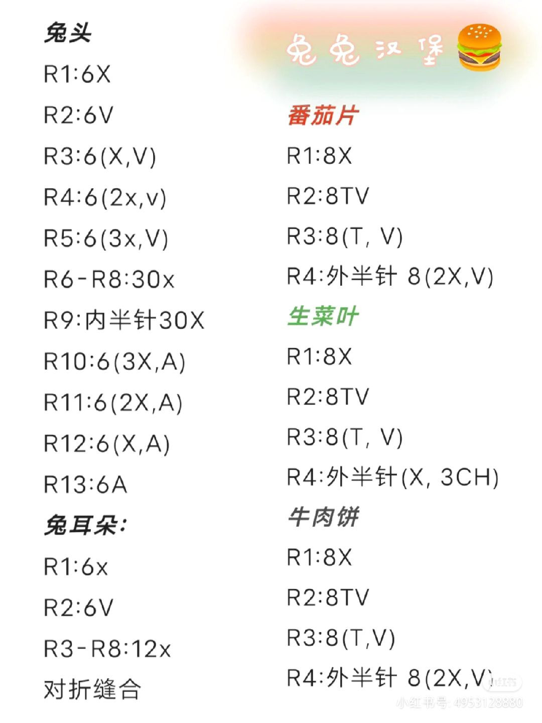 Cute Crochet Burger Collection: Amigurumi Rabbit, Bag & Pattern Chart