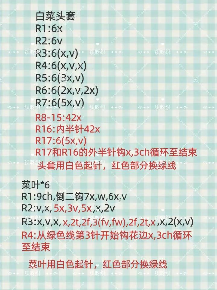 Cute Crochet Cabbage Dog Amigurumi Pattern Chart