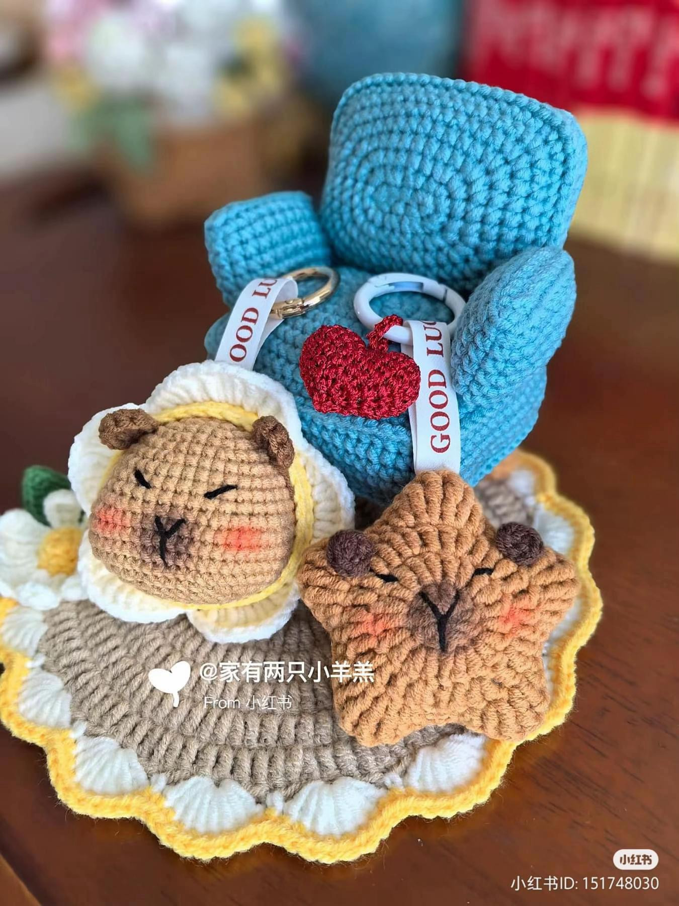 Cute Crochet Capybara Fried Egg and Star Pattern Chart with Step-by-Step Instructions