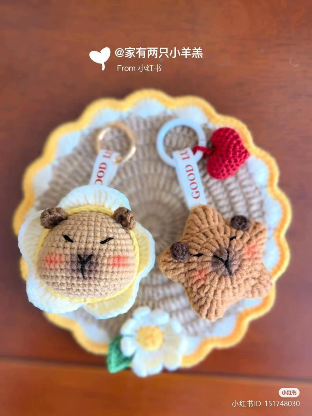 Cute Crochet Capybara Fried Egg and Star Pattern Chart with Step-by-Step Instructions