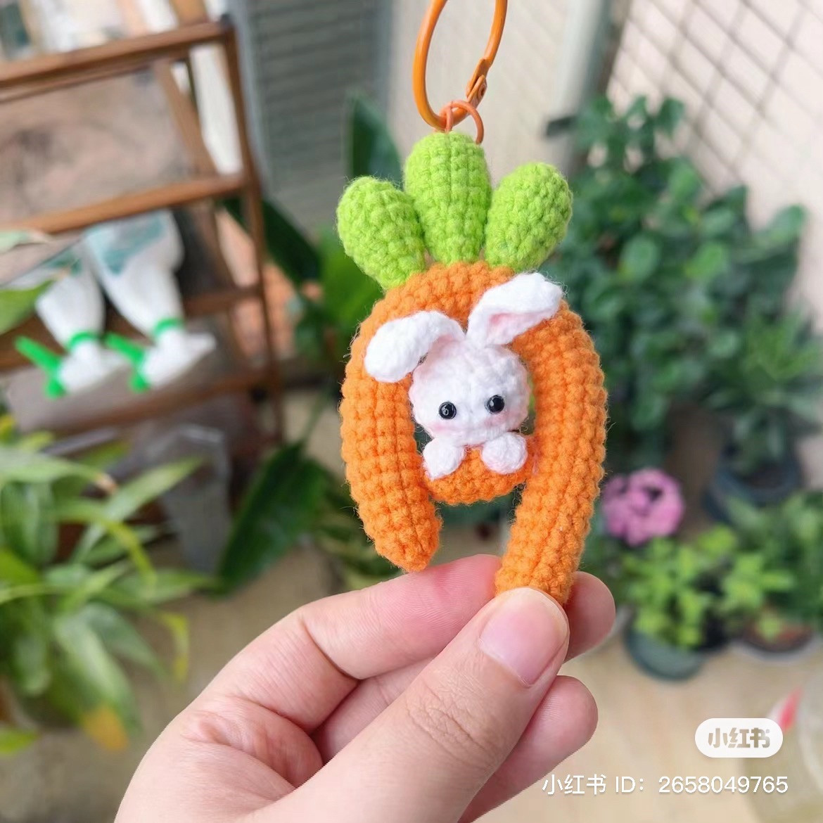 Cute Crochet Carrot Rabbit Keychain Free Chart