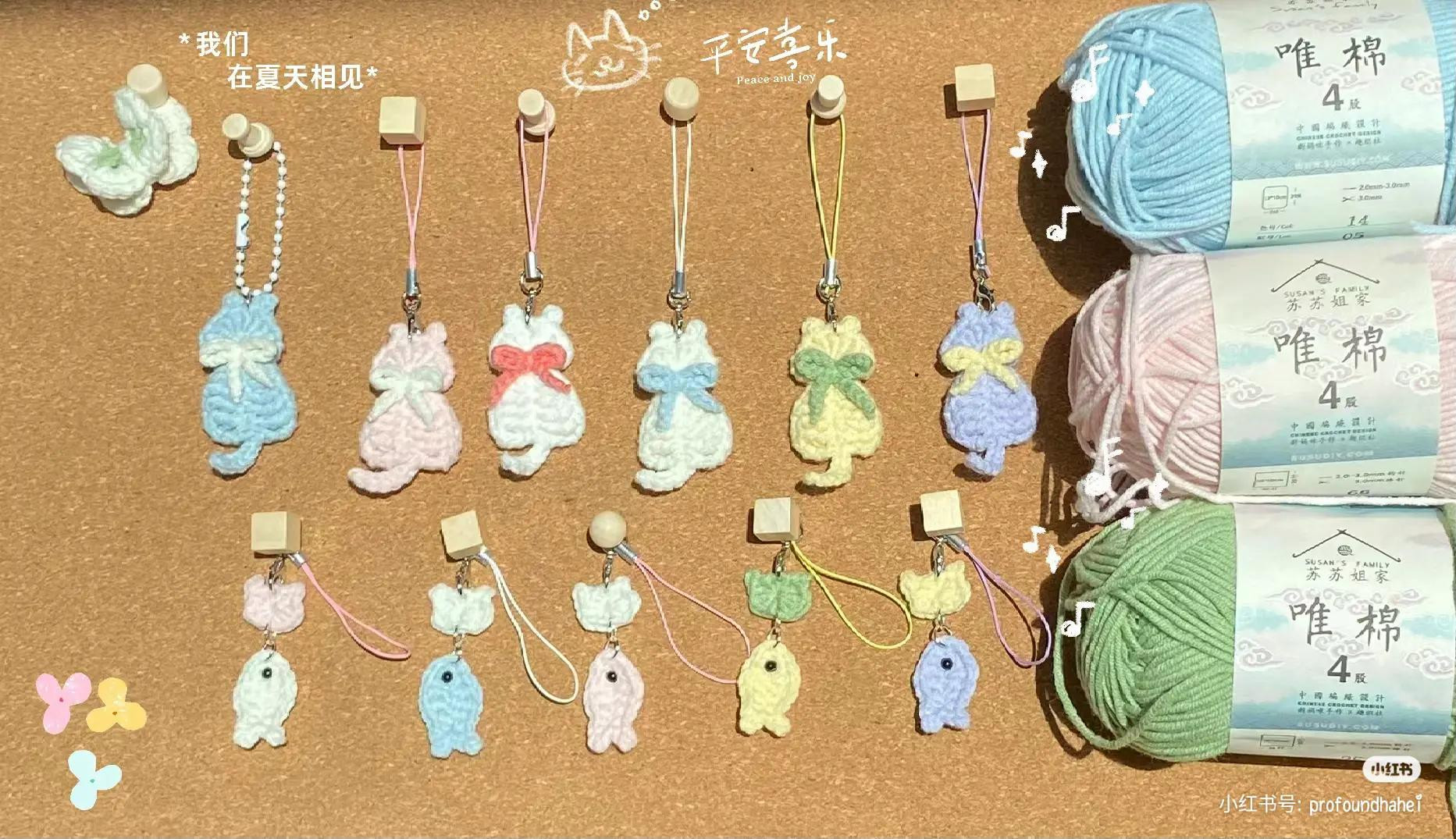 Cute Crochet Cat and Fish Keychain Tutorial with Chart