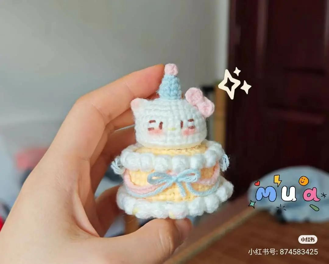 Cute Crochet Cat Cake Amigurumi Pattern Chart Tutorial