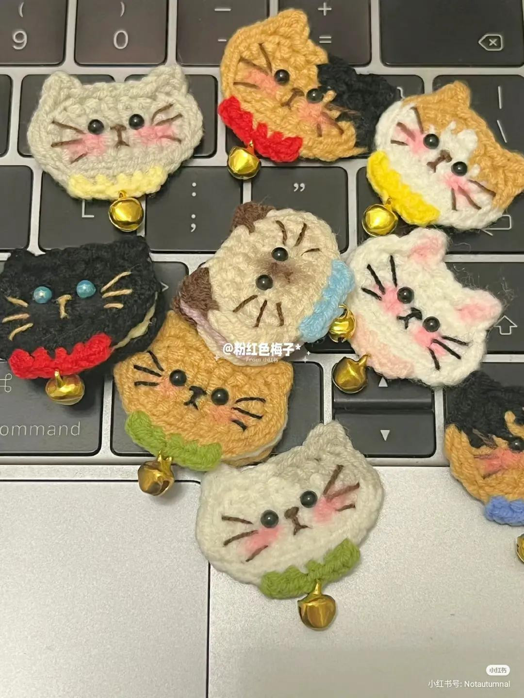 Cute Crochet Cat Cookie Keychains Pattern Tutorial with Bell