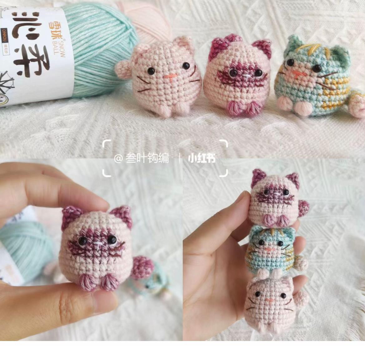 Cute Crochet Cat Doll Pattern Chart: Long Tail Design with Color Options