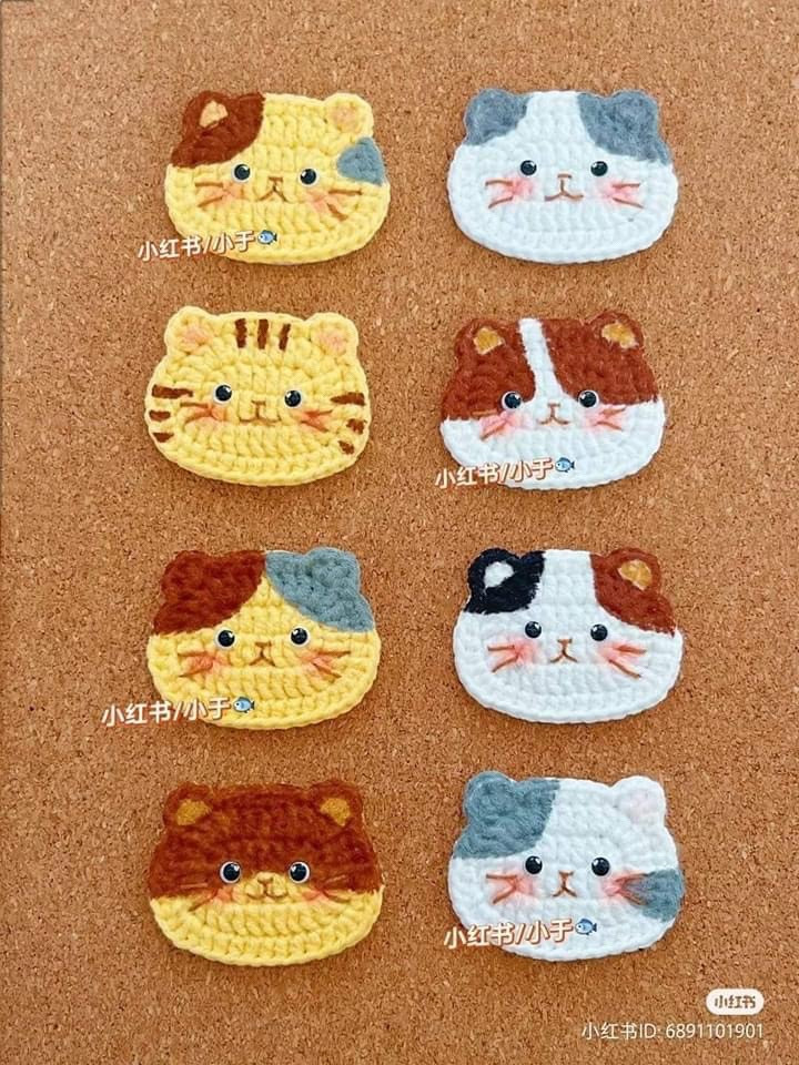 Cute Crochet Cat Hair Clip Chart