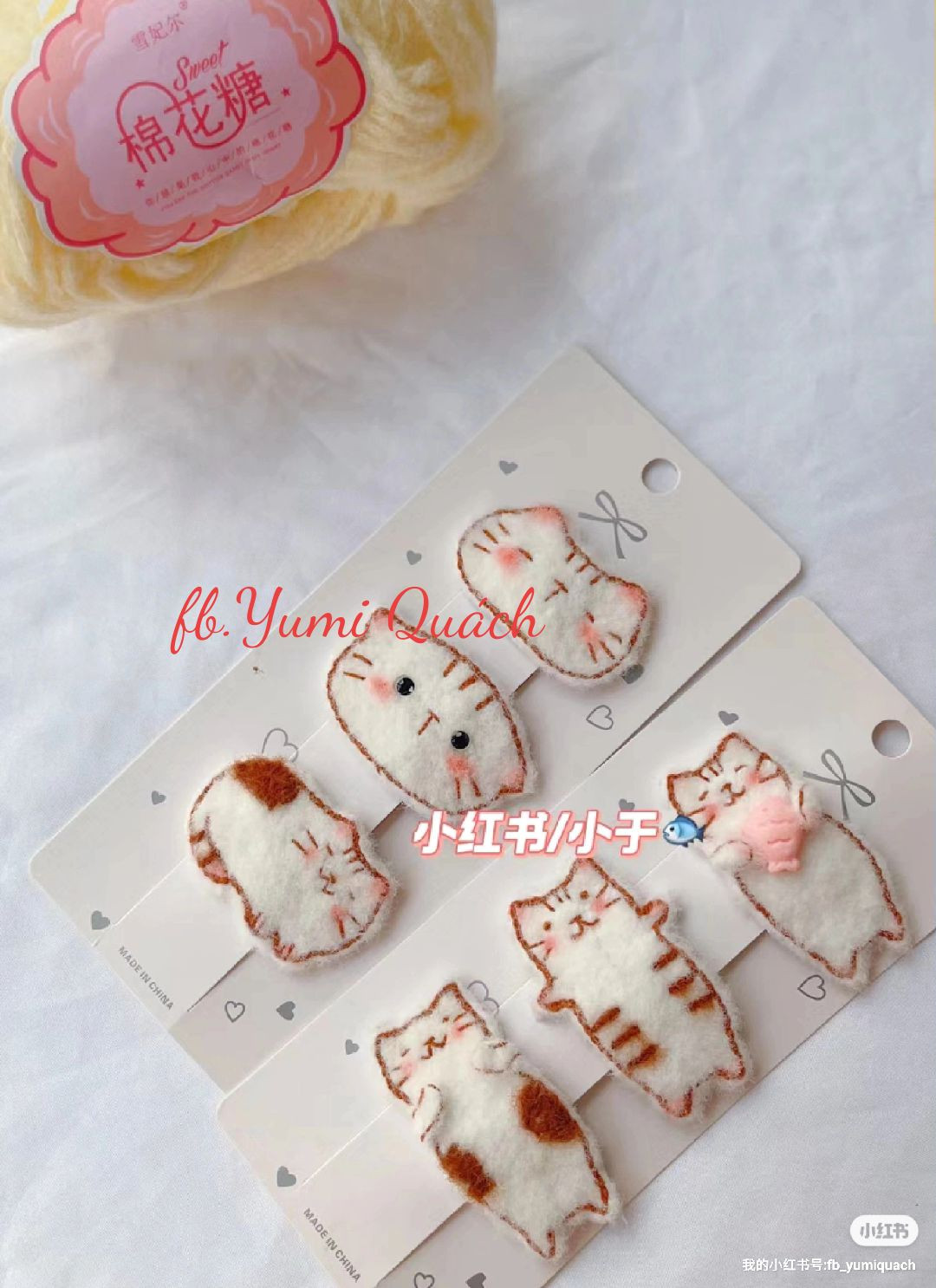 Cute Crochet Cat Hair Clips Pattern Chart Tutorial