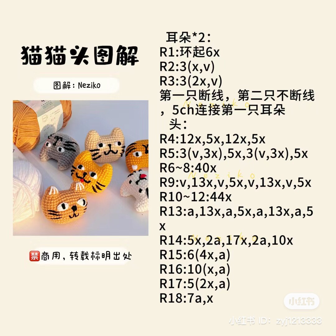 Cute Crochet Cat Head Amigurumi Pattern Tutorial